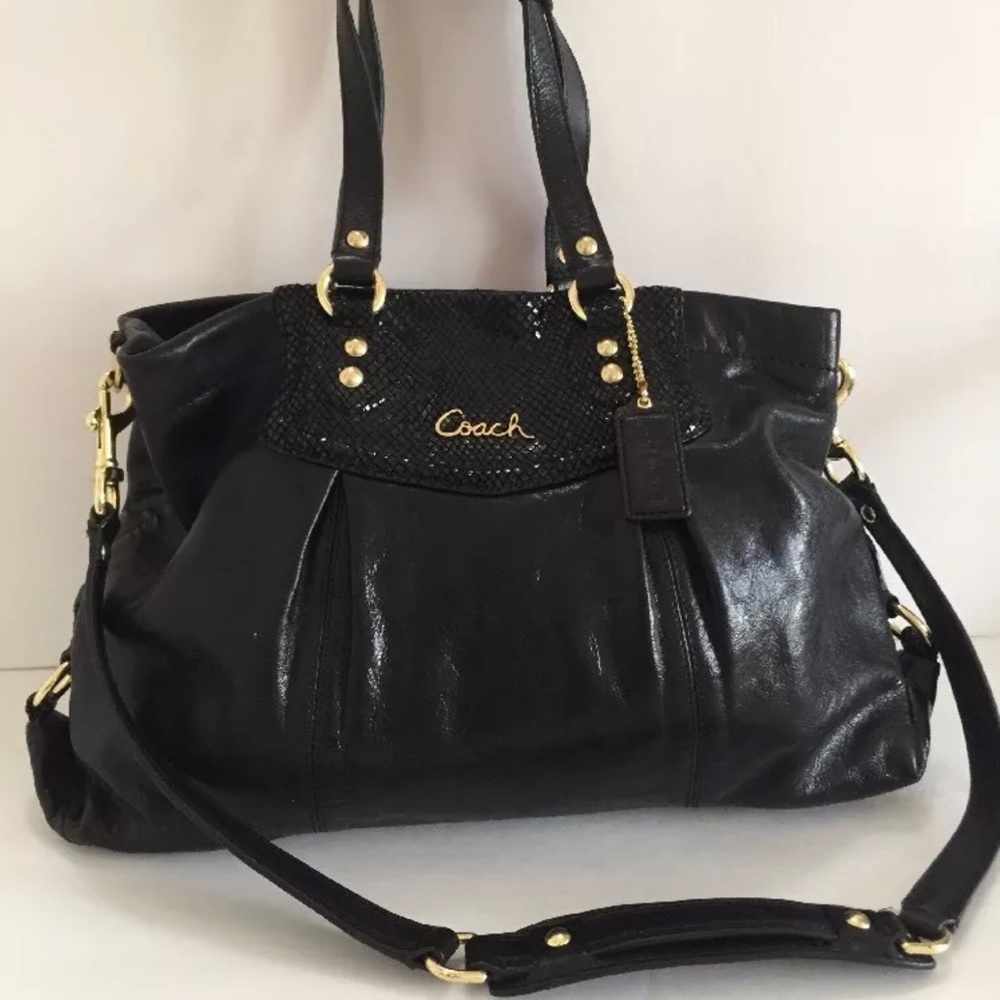 Coach black leather handbag